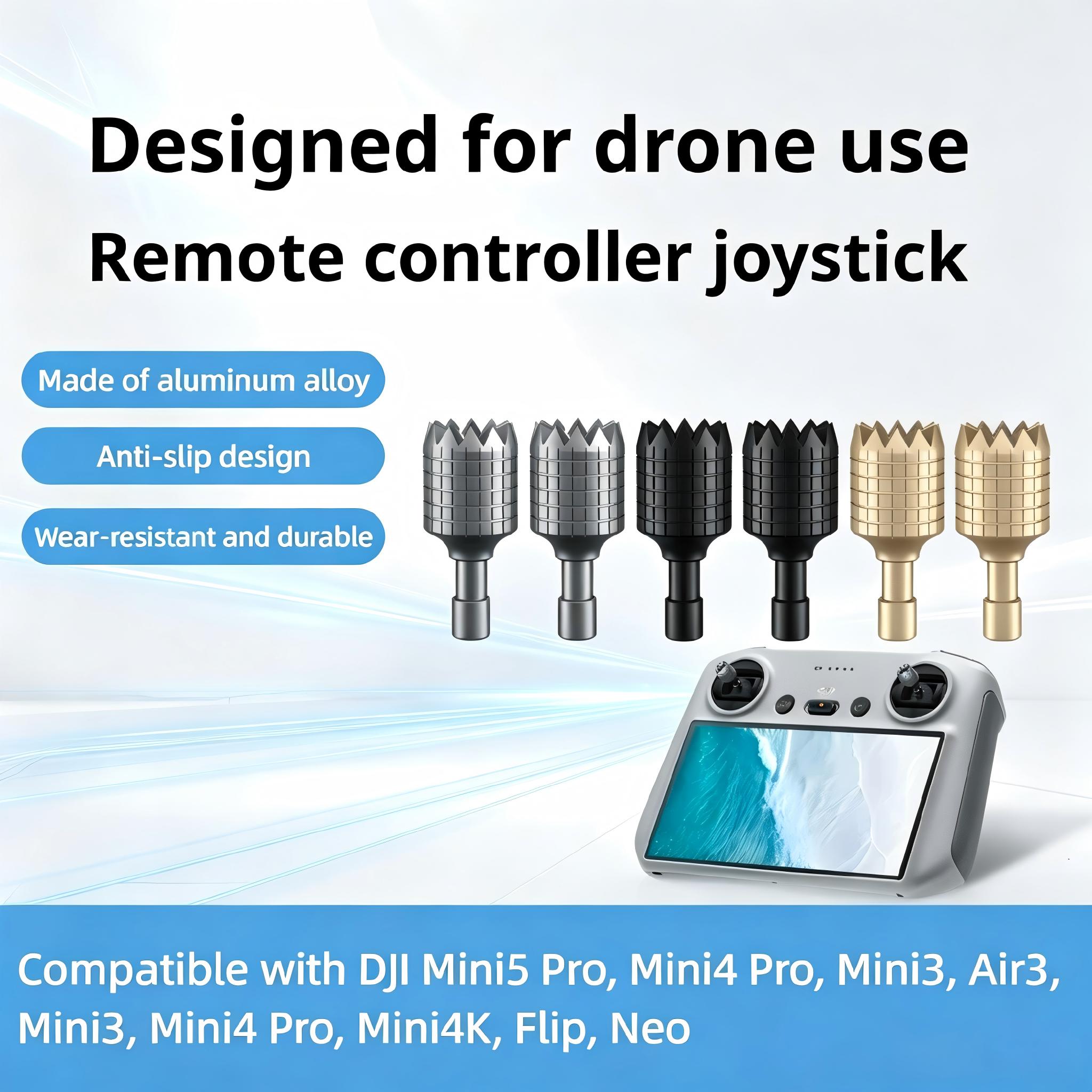 Drone Control Stick - DJI RC用滑り止めサムスティック、アルミニウム合金ジョイスティックキャップ、耐摩耗性ドローンリモコン滑り止めアクセサリー