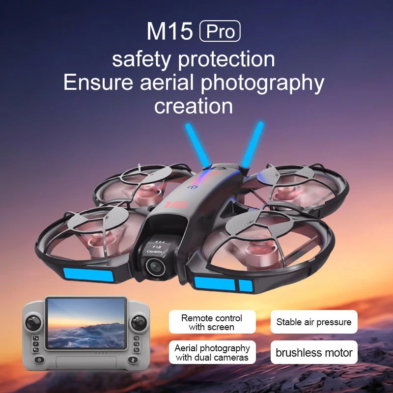 2026年型 新しいM15 FPVドローン。画面付き、ブラシ - Drone Controller Screen のレビューと価格