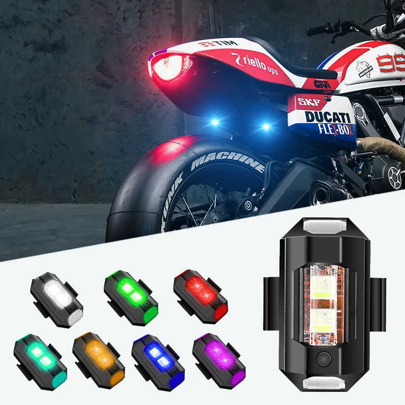 オートバイライトドローンストロボライト7色ミニUSB LED - Drone Strobe Light のレビューと価格